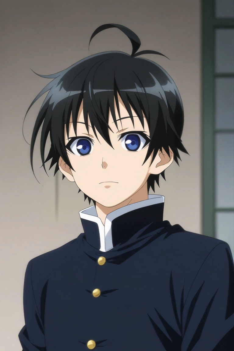 score_9, score_8_up, score_7_up, , rating_safe, , anime screencap, anime coloring, official style, , depth of field, 1boy, solo, male focus, <lora:misogi_kumagawa_pony:0.76>, misogi_kumagawa, black hair, blue eyes, short hair, ahoge, , , <lora:sdxl_lightning_8step_lora:1>