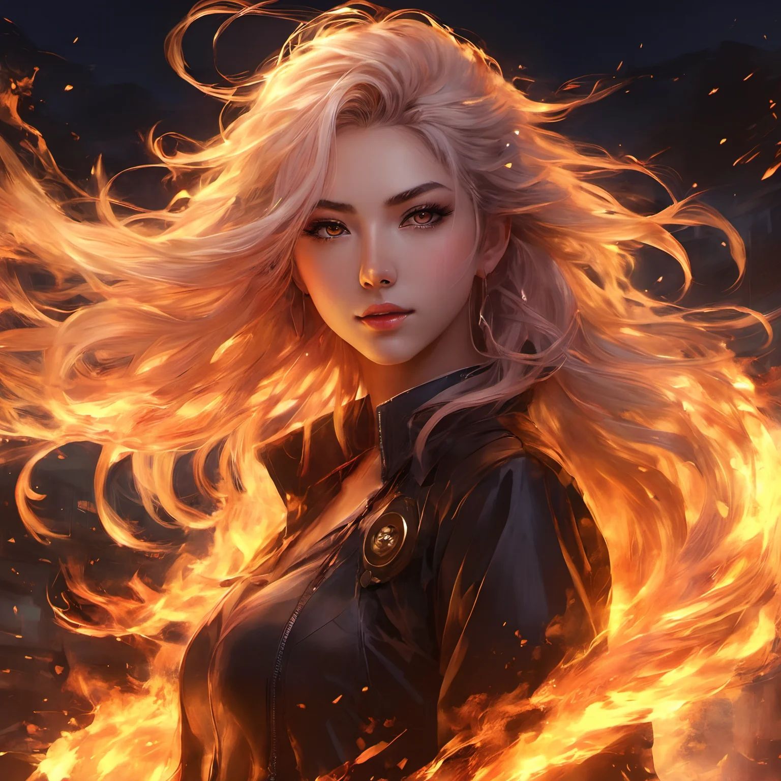 fireart ,women,<lora:fireart:1>, portrait of an anime person, aesthetic, wlop, trending on artstation, deviantart, anime key visual, 8k uhd