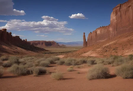 landscape Utah desert, very realistic photography, background arches and cliffs of Utah