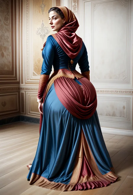 breasts shot,( life-like skin texture:1.5), realistic skin, (18th century:1.5), London, (victorian times), beautiful and mature, perfect face, Experienced middle-aged Empress, DArk blue or dark red or black royal traditional clothes, covered hair, expensive fabric, photorealistic, realistic, extreme realism, (masterpiece, photorealistic), dappled sunlight, studio lighting, (photorealistic:1.6), <lora:add_detail:0.8>, medieval queen, royal banquets, female guards, include masques (a form of courtly entertainment with dancing, acting, and elaborate costumes), feasts, and balls. Gowns and Kirtles: Women wore long, flowing gowns made of luxurious silk, dressed sexy and attractive, Empire waists 
2girls,
(55 years old:1.5), 
bent-over, 
exposed breasts, 
cleavage, 
on all fours, 
huge ass, 
bent over,
slave boy,
milfs,
moms,
grannies, 
married, 
cheating, 
Mistress, 
French Queen medieval,
Empress, 
determined look, 
brave,
dominant presence, 
traditional 1650 royal outfit,
Powerful women, 
long legs, 
exposed legs, 
sexy legs, 
cleavage, large breasts, gigantic breasts, huge breasts, bustle dress, 1woman, loose pants, harem_pants, see-through, silk, tight-fitting shirt, impossible shirt, large breasts, long hair, loose_scarf, head_scarf, jewelry,