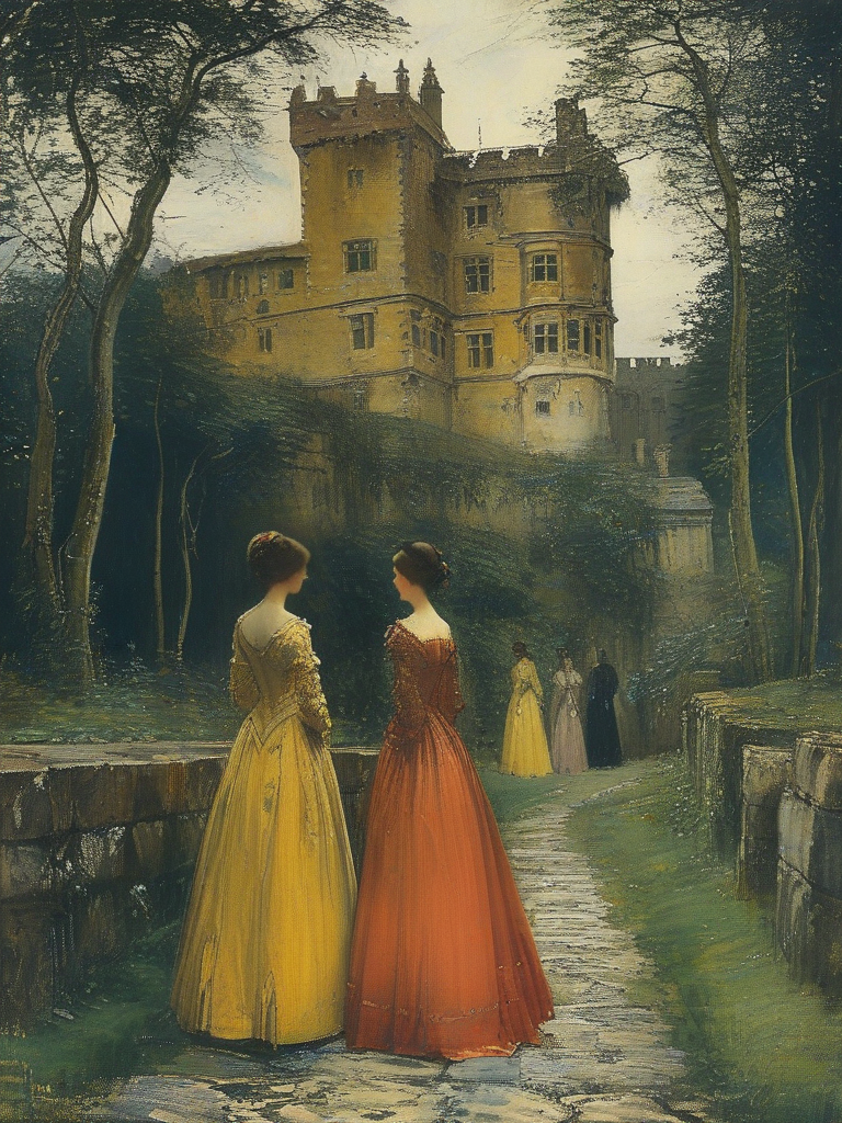 masterpiece,best quality,<lora:tbh104-sdxl:1>,outdoor,landscape,style of Edwin Austin Abbey,illustration,