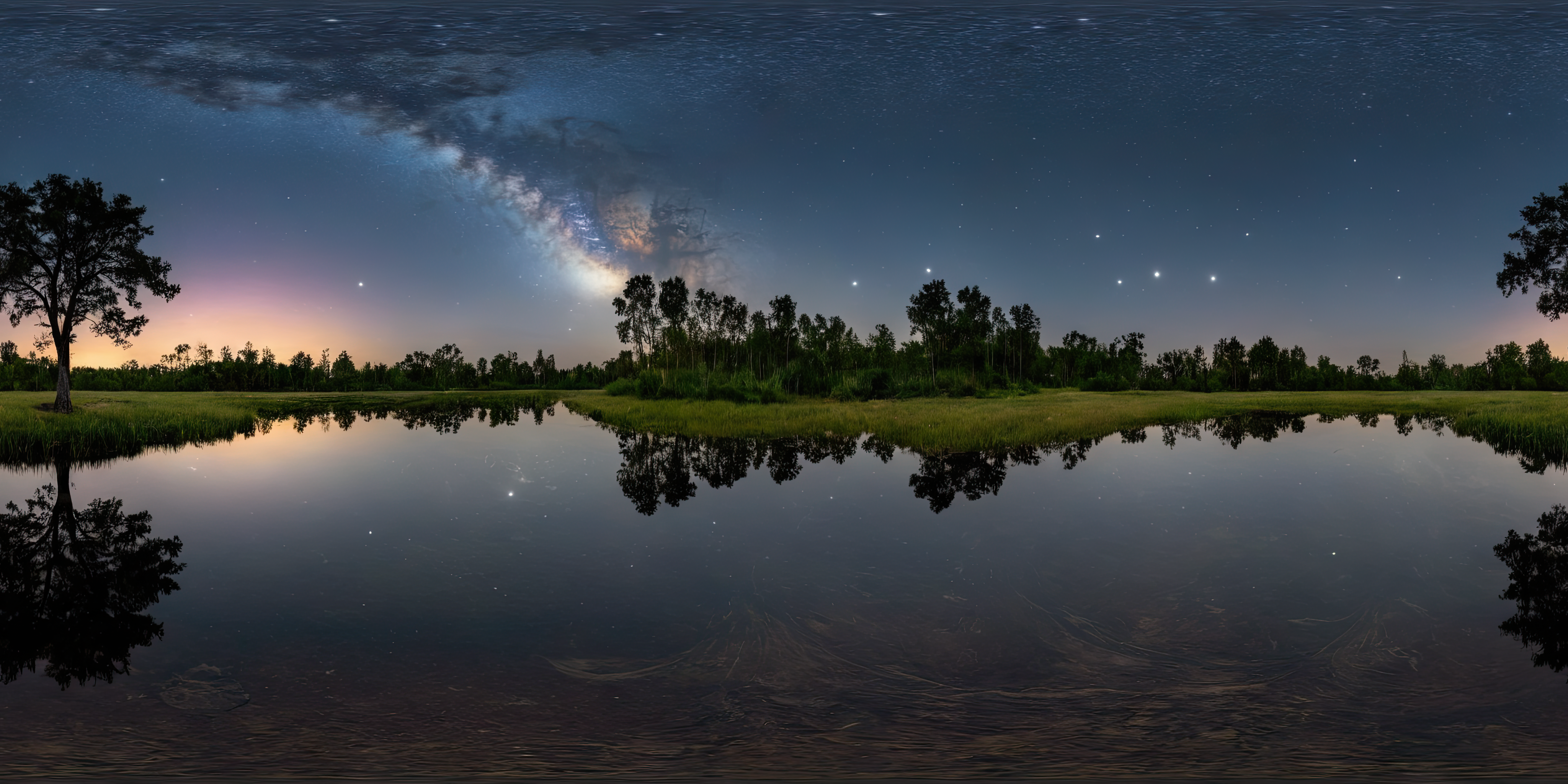 360panorama,Centered Horizon,No seams,<lora:HMSGXL_epoch_9:1>,A Sun,<lora:åå½±XL:1>,(masterpiece),(best quality),(ultra-detailed),outdoors,sky,cloud,water,tree,no humans,night,star \(sky\),nature,night sky,scenery,forest,starry sky,reflection,ripples,reflective water,illustration,disheveled hair,detailed eyes,perfect composition,moist skin,intricate details,earrings,by wlop,outdoors,sky,cloud,water,tree,no humans,night,star \(sky\),nature,night sky,scenery,forest,starry sky,reflection,ripples,reflective water,exalted,light translucent,glowing,strong colors,detailed,intricate,fine detail,cinematic,very,focused,magical,colorful,mystical,illuminated,sharp focus,