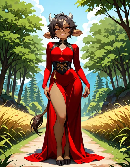 masterpiece, best quality, very aesthetic, absurdres,
outdoors, dressed,
standing, posing,
full body, seductive smile, parted lips, long eyelashes,
<lora:Manitka_Storm_v01_NAIXL:1>
Man1tkaStorm,1gilr,solo,furry,furry female,cow girl,cow ears,cow horns,short hair,black hair,hair between eyes,brown hair,body fur,brown fur,cow tail,hooves,