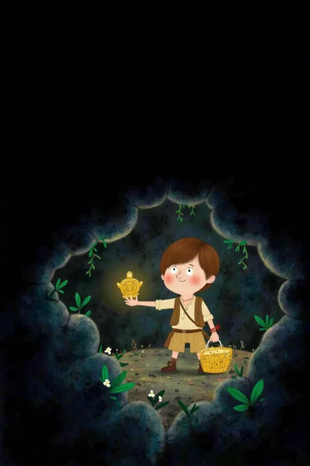 macha1 illustration.
A boy dressed as Indiana Jones, holding a golden idol inside a dark cave. <lora:macha1_cap_d6a3e12:1.0><lora:827730366765891081:0>