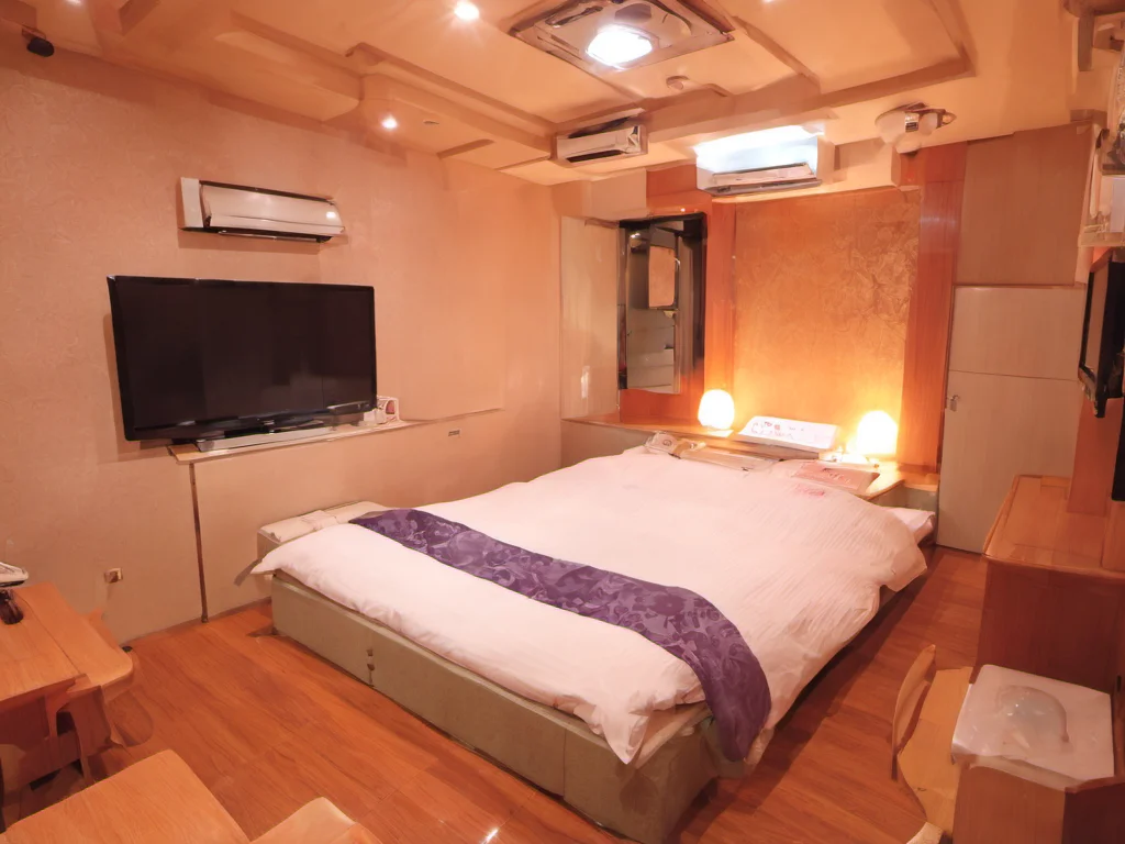 masterpiece, best quality, ultra-detailed, illustration,
lovehotel, LHbedpanel, bed, indoors, scenery, lamp, bedroom, television, pillow, monitor, cabinet, light, window, door, table, wooden floor,
<lora:Lovehotel_SDXL_V1:1>