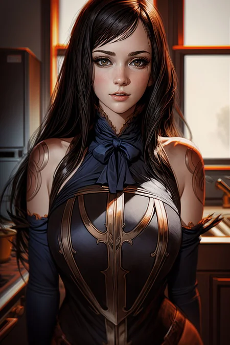(best quality, masterpiece), realistic, (perfect detailed face), detailed bright eyes, good lit detailed skin, 1girl, curvy, kitchen, (dim:0.5), (low key:0.5), sexy posing, snha <lora:epi_noiseoffset2:1> <lora:more_details:0.5> <lora:add_sharpness:1.5> <lora:rec:1.25> <lora:Castlevania_OoE_Shanoa:0.7>
