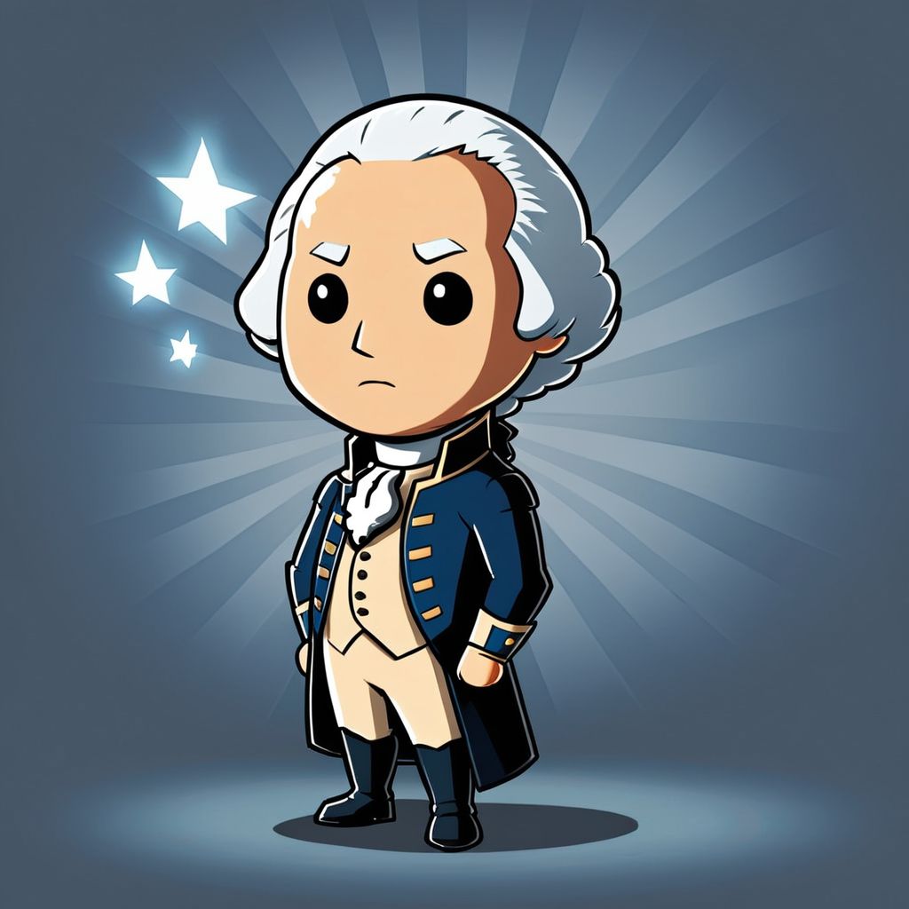 cartoon of George Washington   in (ctswx:1.2) style, cute, chibi, candid pose, glowing radient background, rim lighting,      <lora:Cute_Tshirt_Style_XL_v5.1-000017:1>