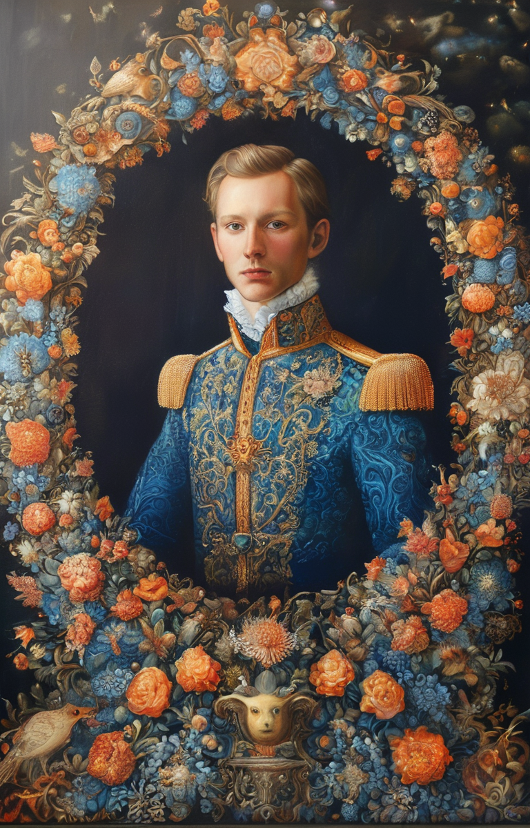masterpiece,best quality,<lora:tbh237-sdxl:0.8>,illustration,style of  Johanna Basford portrait of noble man