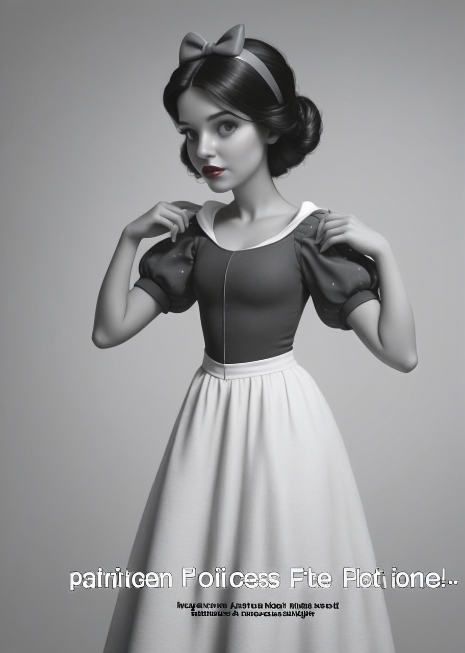 princess Snow White,, <lora:princess_pony_v1:0.6> 1girl dress <lora:AA_Ads_Only:.9> 445l34z3advert, english text, american apparel, 445l34z3, american apparel,, score_9, score_8_up, score_7_up, score_6, score_5, score_4,