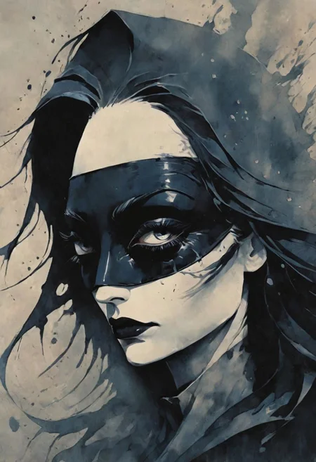 V for Vendetta, Dark Atmosphere, CloseUp, ergo Proxy Diving down, sideview, minimal, simple colors, 70s, stylish, bright, high contrast, postapocalyptic, very detailed, hd