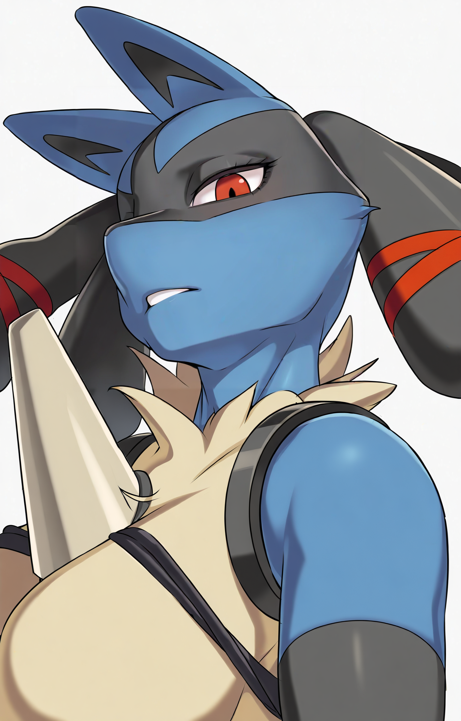 masterpiece, high score, high quality, 
furry anthro lucario, 
<lora:[Cervina7 (Cervina)] Artist Style NoobAi Version IllustriousXL:1>