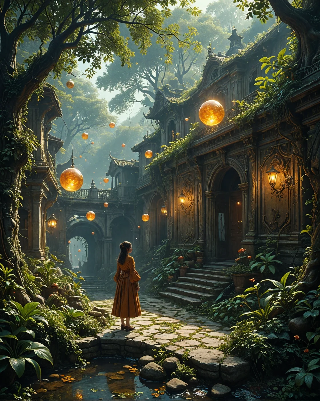Railway stations to alternate realities, Kuchisake-onna, enchanted stone village with,
solar-vine capillaries, Medieval ivory carvings, magnetic-amber levitation orbs in, radioactive-jungle mangroves, Symbiotic parasite-host systems style, bioluminescent fog banks,
<lora:tbh124-sdxl:0.15> style of Jean-Antoine Watteau,
<lora:tbh129-sdxl:0.15> style of Michael Cheval,
<lora:Sinozick:0.15>,
<lora:add-detail-xl:0.7>,
<lora:aidmaMJ6.1_v0.5_2:0.3> aidmamj6.1,
<lora:Flux-XL_Scenery:0.15> flux-scenery,
<lora:Flux-style-xl-lora:0.15> flux-style,
8K resolution, ultra-detailed cinematic composition, contemporary concept art style, volumetric magical atmosphere with ethereal glow, rich complementary color palette, vivid gradients and chiaroscuro contrast, dynamic perspective with layered depth of field, inspiring awe-inspiring mood, Unreal Engine 5 render quality, intricate textures, flawless anatomy, rule of thirds composition, luminous highlights, surreal ambiance, award-winning illustration, harmonious balance of light and shadow, photorealistic details, ArtStation trending, chromatic accents, nostalgic futurism, dreamlike serenity, bold creativity, professional finish, sharp focus, ambient background, fascinating dynamic motion,, Baroque art style, dynamic composition, dramatic lighting, rich colors, intricate details, professional-grade execution, captures the grandeur and theatricality of the Baroque period