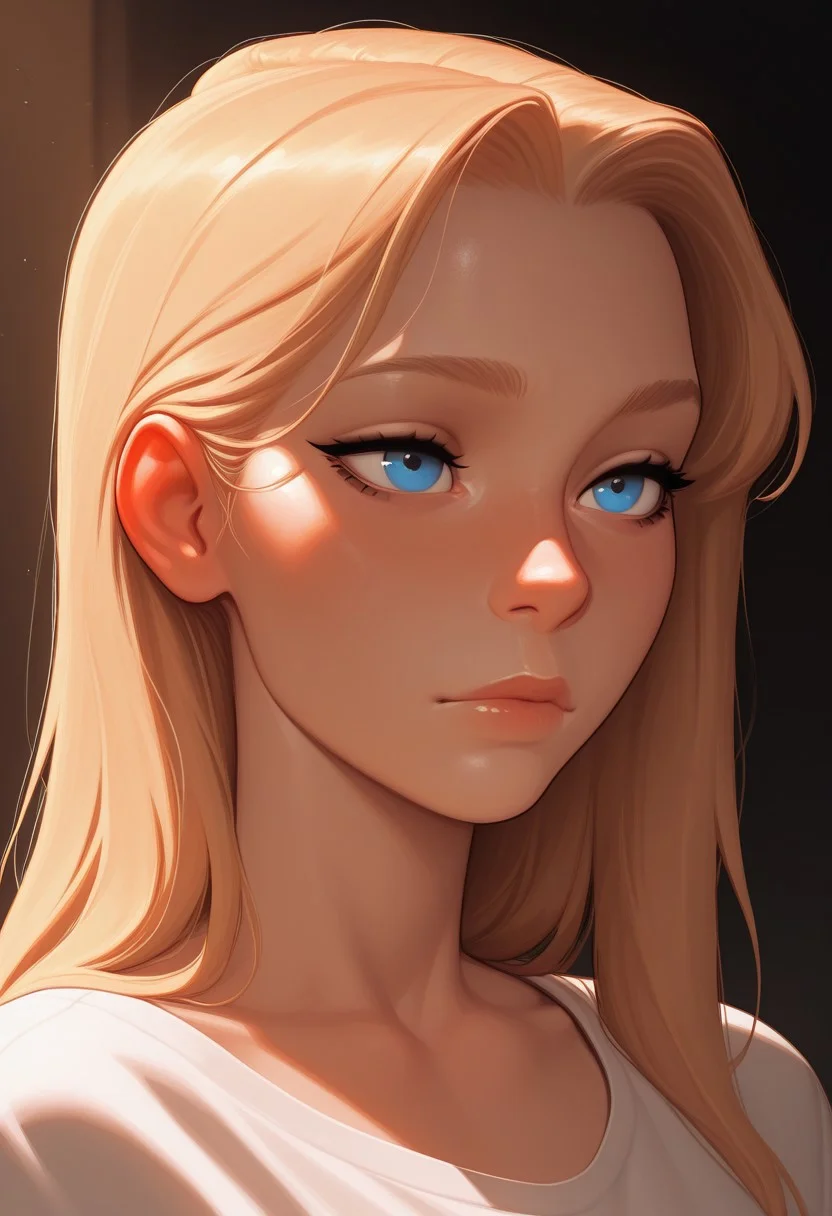 HDR, 8K, masterpiece, best quality, amazing quality, very aesthetic, realistic, newest, volumetric lighting, (flat colors:1), incoth, (incase:0.6),
Close up portrait,
1girl, spellthieflux, blonde hair, blue eyes, white shirt,