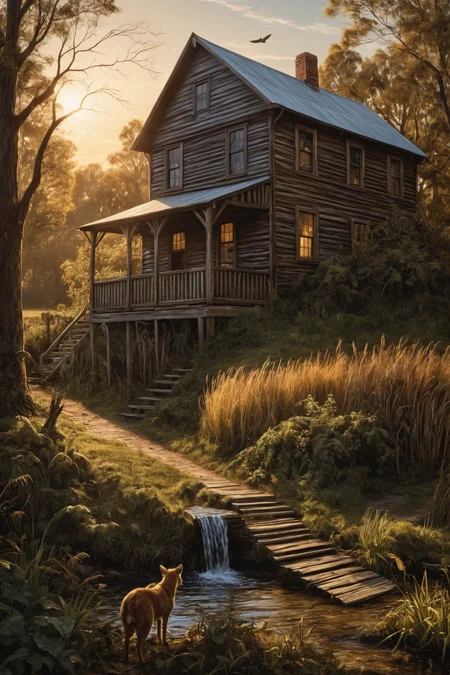 by [Mike Worrall:Eileen Aldridge:0.25] and [Arthur Boyd|Svetlin Yosifov] in the style of Terry Redlin