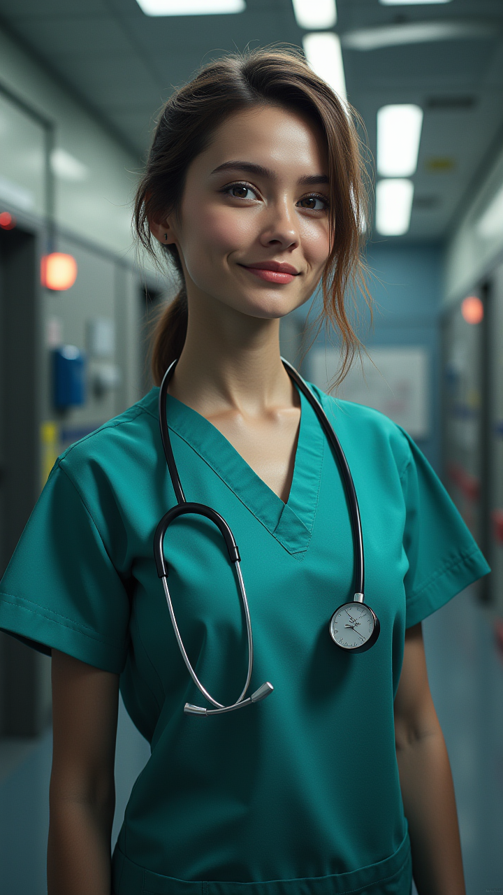 Game art, Female Surgeon, Energizing, Depth of field 270mm, womanly, aidmaMJ6.1