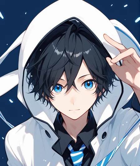 score_9, score_8_up, score_7_up, source_anime, BREAK
masterpiece, best quality,
1boy, solo, ds2 protagonist, black hair, short hair, blue eyes,
white jacket, hooded jacket, black shirt, striped necktie, rabbit hood
(masterpiece, best quality:1), upper body
<lora:ds2_protagonist.pdxl-00008:1>