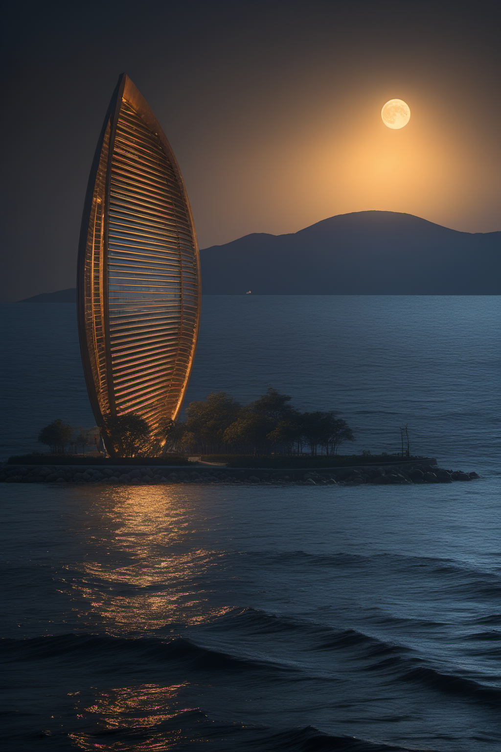 (masterpiece), best quality,8K,
zsyixing, building, no humans, outdoors, 
scenery, metal, water, sky, night, ocean, <lora:ZSprofiledV1.0-000058:0.5>
