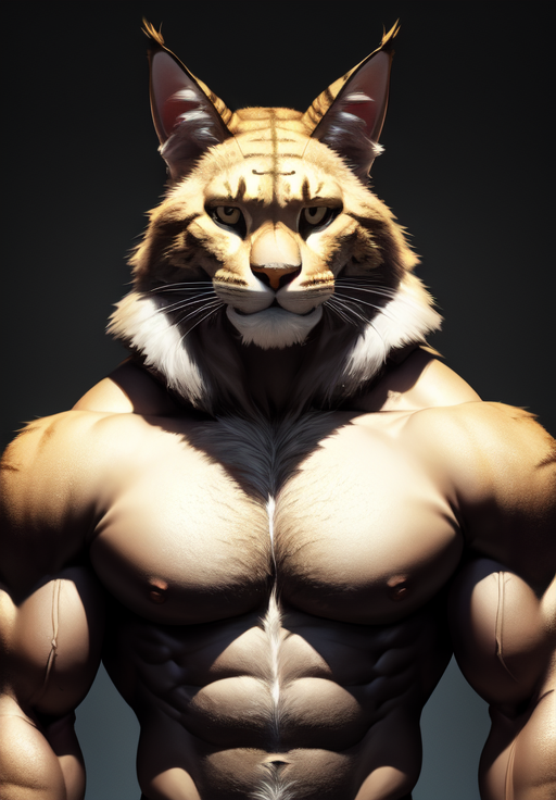 a male creature, sfw, <lora:Khajiit-Male:0.8>, Khajiit-Male, 1boy, solo, body fur, portrait,, Heroic, muscular, strong, ripped, chiseled, Adonis-like, powerful, sculpted, Inverted triangle body shape, (masterpiece, best quality, absurdres, detailed, ultra-detailed:1.3), charming, (trending on CGSociety, trending on pixiv, contest winner:1.3)