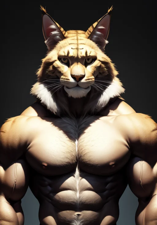 a male creature, sfw, <lora:Khajiit-Male:0.8>, Khajiit-Male, 1boy, solo, body fur, portrait,, Heroic, muscular, strong, ripped, chiseled, Adonis-like, powerful, sculpted, Inverted triangle body shape, (masterpiece, best quality, absurdres, detailed, ultra-detailed:1.3), charming, (trending on CGSociety, trending on pixiv, contest winner:1.3)
