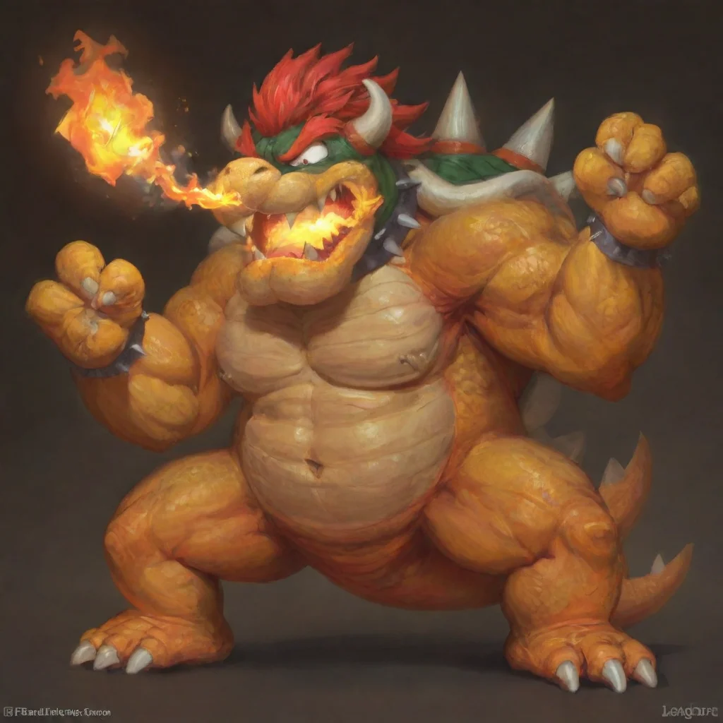 Bowser, breathing fire, flexing, mouth full of fire, detailed <lora:Bowserxl-nsfw:1> <lora:LCMSDXL:1>