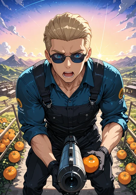IllusP0s, source_anime, ah1, IllustriousQual, interesting, exciting, spectacular, wonderful, amazing quality, absolutely eye-catching, very awa,
BREAK <lora:xl_more_art-full_v1:0.2>, <lora:aesthetic_anime_v1s:0.2>,<lora:detailxl:0.2>, detailxl, amazing quality, best aesthetic, absurdres, illustration, Volumetric_Lighting, ultra-detailed, very aesthetic, intricate details, best_quality, lazympos, <lora:Add_Details_v1.2:0.2>, <lora:quality_modifiers_masterpieces_v1:0.2>, <lora:ZootPonyAnime_V1_r2:0.2>, <lora:Bestifacator2:0.2>, anime style,
BREAK (((holding gravity gun))), <lora:DynamicPoseIL2att_alpha1.0_rank4_noxattn_900steps:0.8>, dynamic pose,
BREAK Stable_Yogis_PDXL_Positives, AS-Adult, <lora:Complicated fantasy portrait - XL Pony V2.0:0.2>, <lora:HDA_Detailer:0.3>, AS-MidAged, (((from above, far from viewer))),
BREAK (((<lora:albertwesker-guy-PONYv1:0.8>, albertwesker, 1boy, toned, athletic, fit, mature male))), <lora:shinyskin2:0.2>, glistening skin, <lora:perfection style:0.2>, perfection style, perfection,
BREAK (((construction worker uniform))), ((sunglasses:1.3)),
BREAK ((slicked back hair, (short hair:1.7), blonde)), <lora:hairdetailpxl:0.2>, hairdetailpxl,
BREAK ((angular face, sharp_featured face, handsome, charming, alluring)), blue eyes, expressive eyes, perfecteyes, EyesHD, <lora:Eyes_Lora_Pony_Perfect_eyes:0.2>,
BREAK (((focused, intense glare, apathetic, contemptuous))), <lora:Expressive_H:0.2>, Expressiveh, <lora:Emotional_Anime_Expressions_PonyXL_Concept:0.2>, emotional, <lora:Best_Facial_Expression_LoRA_PONY:0.2>, looking at viewer, <lora:Detailed expressive EXEV style -XL Pony V1.0:0.2>, FaceDetail,
BREAK (((an expansive view of the Sierra Madre mountains in Oaxaca during sunset, where the sky is ablaze with vibrant oranges and purples, The rugged peaks are silhouetted against the colorful sky, creating a dramatic and awe-inspiring atmosphere that captures the essence of the wild))), <lora:Background Detailer - SDXL:0.2>, 4k, 8k, Ultra HD, Masterpiece, Best quality, Detailed background, foreshortening, extreme perspective, <lora:Add_more_details_V2_XLpony:0.2> full_details, <lora:background-type1:0.2>, <lora:AddMicroDetails_Illustrious_v3:0.2>, addmicrodetails, SmoothNoob_Quality,
