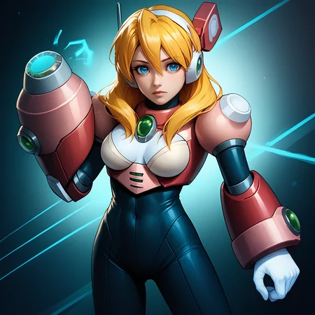 score_9, score_8_up, score_7_up, zPDXL3, source_anime, BREAK <lora:cfgScaleBoost:0.6> <lora:add-detail-xl:0.85> cowboy shot, solo, 1girl, al1a, blonde hair, blue eyes, hair between eyes, hair over shoulder, robot ears, headgear, armor, bodysuit, breastplate, armor, white gloves, <lora:ArmCannonPony:1> arm cannon, charging up, blue glow, pink cannon BREAK futuristic background, sci-fi <lora:Alia_from_Mega_Man:1>