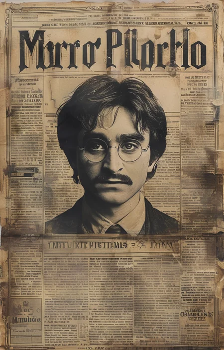 masterpiece,best quality,illustration,american newspaper front page,<lora:aninewspaper-sdxl:0.8>,super Mario,