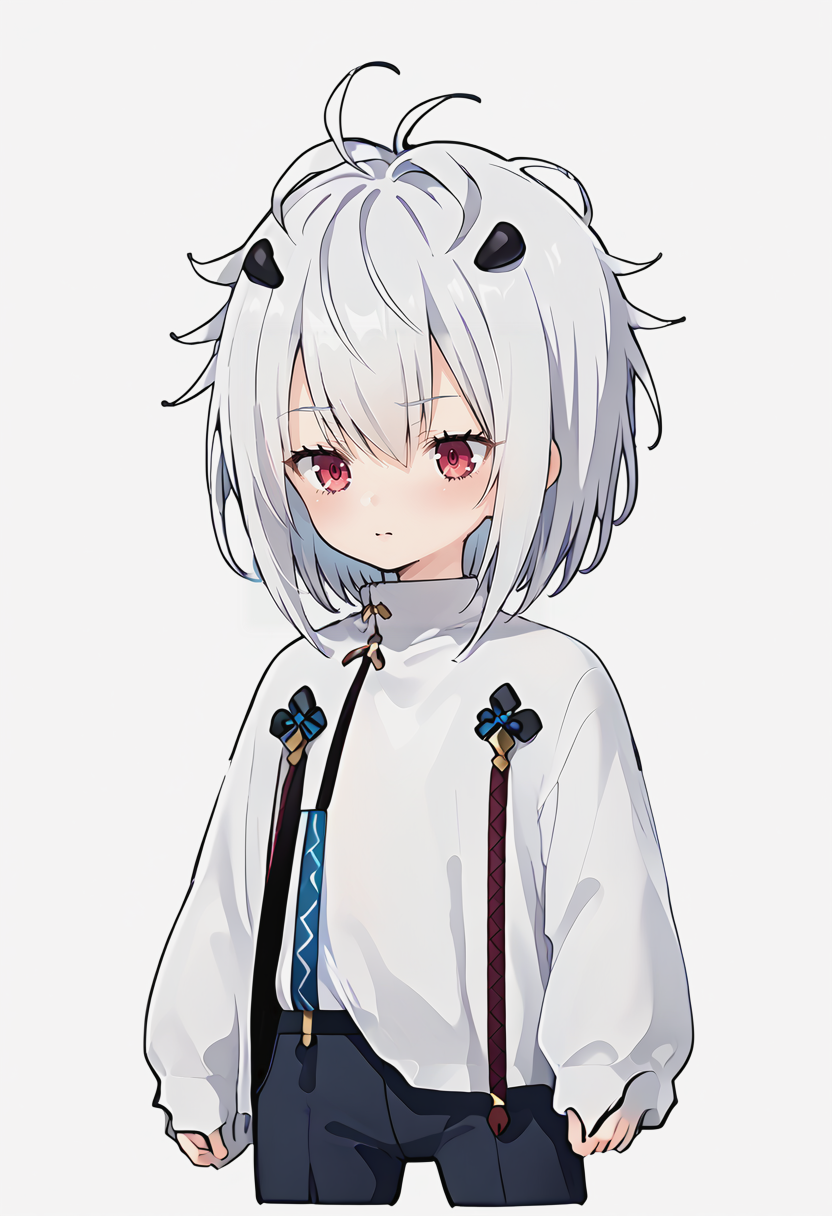 <lora:STageha_Pv2:0.7>, skagha, 1boy, white clothes,  <lora:SimpleOutlinePony1.0:1> outline,