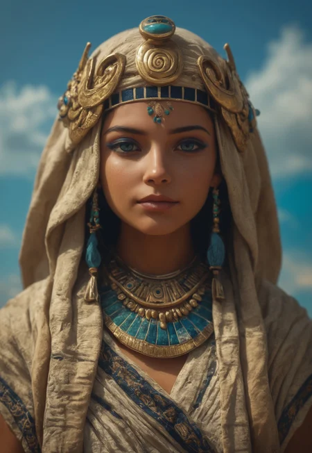 masterpiece, best quality, highly detailed, score_9, score_8_up, score_7_up, Expressiveh,
Envision a close-up portrait of a female figure wrapped in ancient, hieroglyph-covered cloth, surrounded by a cold, polygonal blue background. The fabric is aged, with cobwebs adorning its edges, and each hieroglyph is meticulously detailed, adding layers of mystery to the figure. Only their eyes are visible, emanating an otherworldly presence that contrasts sharply with the sharp, crystalline facets of the background. The blue gradient ranges from icy whites to deep navy, giving a sense of an endless, frozen landscape. The detailed textures of the fabric and the clarity of the background facets make the scene feel tangible, as if the figure were a relic preserved within a digital prism. This fusion of ancient and modern aesthetics invokes a haunting and futuristic atmosphere, a glimpse into a world where the past is locked within an icy, geometric void.
<lora:Dynamic Poses:1>
<lora:detailed_notrigger:1>
(((full clothed))),