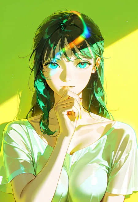prism light, solo, 1girl, looking at viewer,