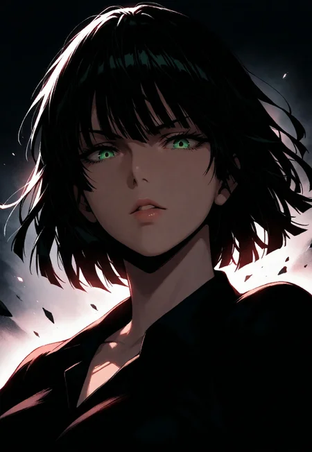 1boy, fubuki from one punch man, lips, thin lips, parted lips, solo, looking at viewer, upper body, dark, underlightling, masterpiece, best quality, very aesthetic