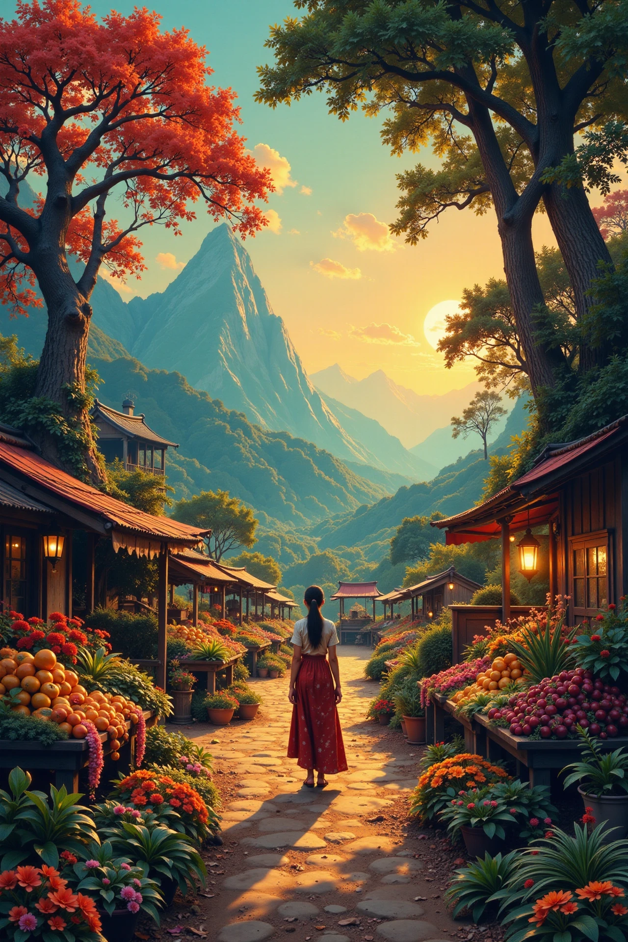 market beautiful  landscape, morning, woman, very intricate, very detailed, sharp, bright, colorful, <lora:Hand v2:0.5> <lora:Anti-Blur:1><lora:Insane Detail Slider:0.25>  <lora:flux.1_lora_flyway_Epic-detail_v2:0.3> <lora:fluxenhancer:0.25> <lora:ROWER:0.8>  <lora:Anime art - Variant 2:0.6>