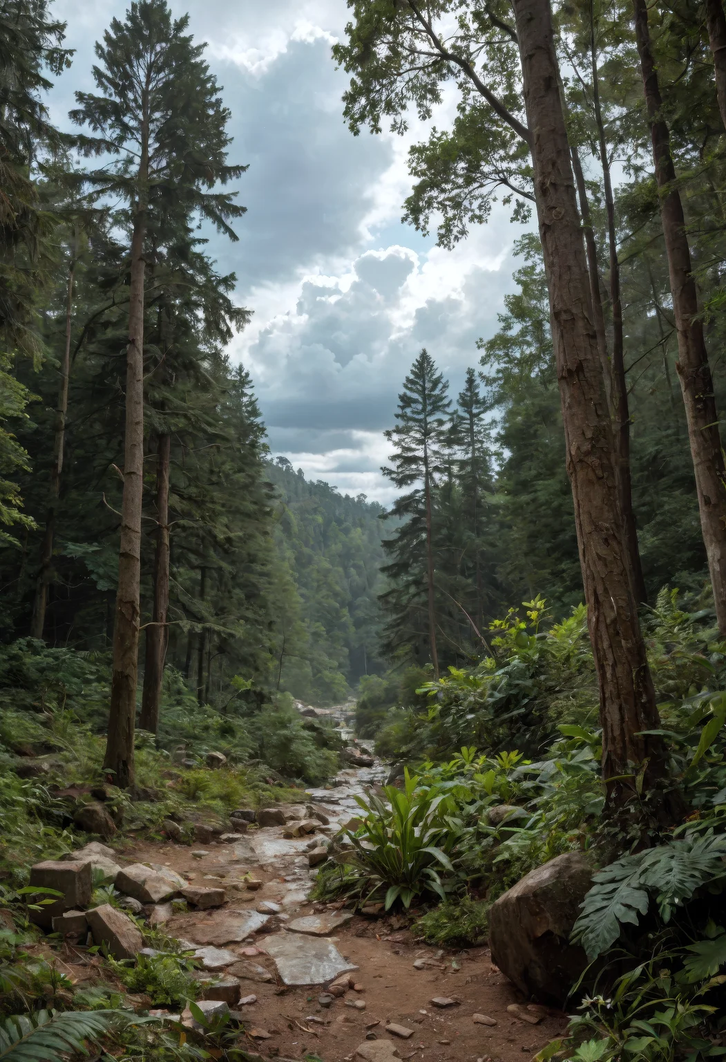 score_9, score_8_up, score_7_up, (masterpiece, best quality, ultra-detailed, realistic), rainforest in a cloudy day, concrete obelisk in the center