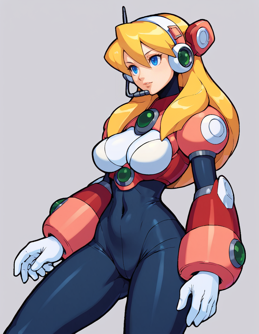 score_9, score_8_up, score_7_up, 2D, alia (mega man), 1girl, solo, long hair, breasts, blue eyes, blonde hair, gloves, white gloves, transparent background, headset, android, robot ears
 <lora:AliaSDXL:0.8>