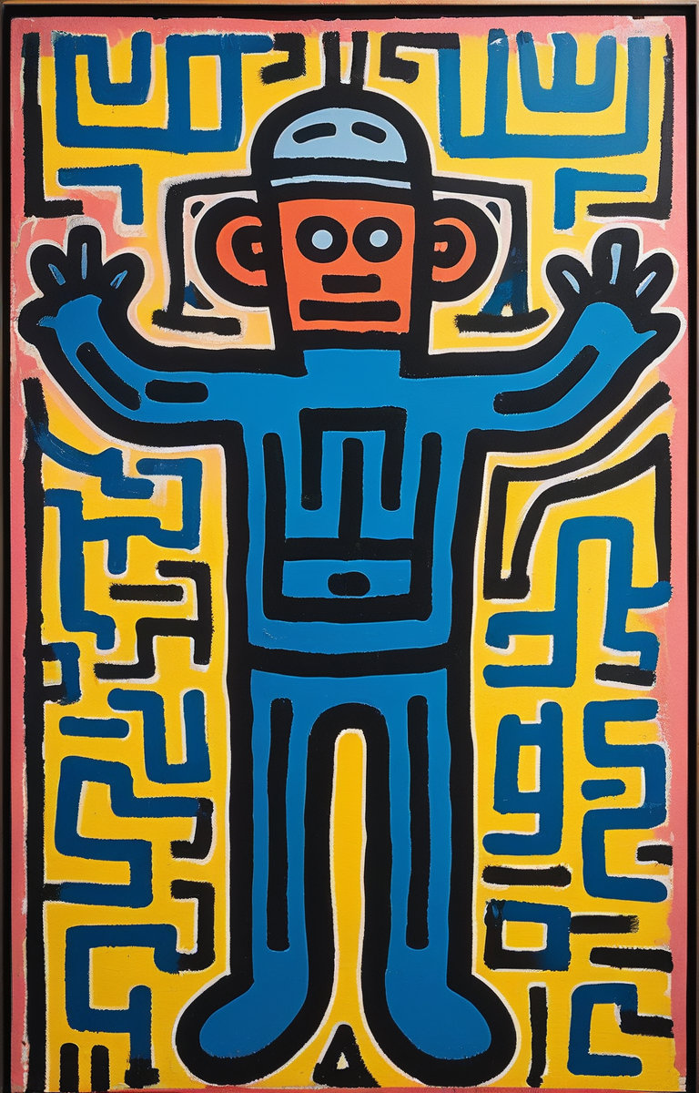 masterpiece,best quality,<lora:tbh164-sdxl:0.9>,illustration,style of Keith Haring, portrait of noble man