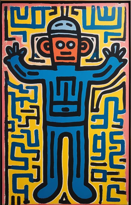 masterpiece,best quality,<lora:tbh164-sdxl:0.9>,illustration,style of Keith Haring, portrait of noble man