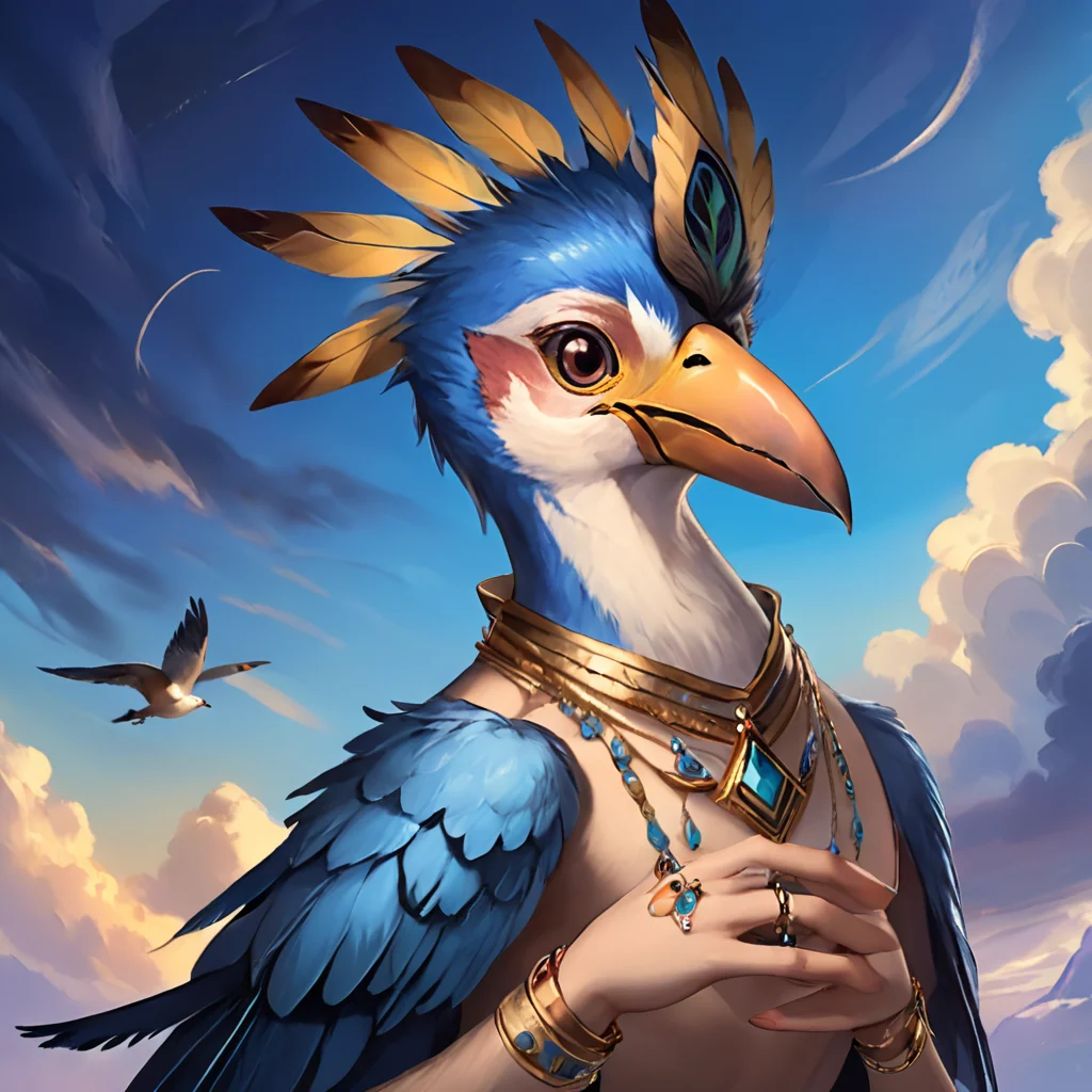 masterpiece,8k,16k,32k,absurd resolution,,high resolution,no pixels,beautiful detailed sky backround,Avian race,solo,looking at viewer,jewelry,no humans,bird,border,ring,feathers,animal focus,beak,
<lora:Stellaris_Avatar_Portriats_XL8:0.6>