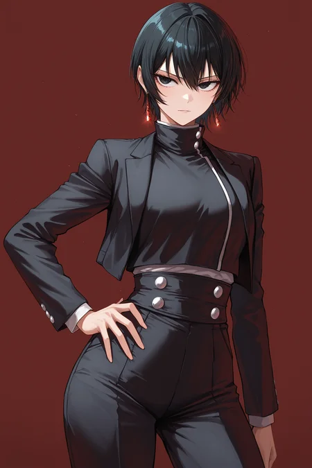 masterpiece, best quality, absurdres, safe,
1girl, hiyuki kagari, short hair, black eyes, earrings,
hand on hip
<lora:kagurabachi_il_1_d16:1>
