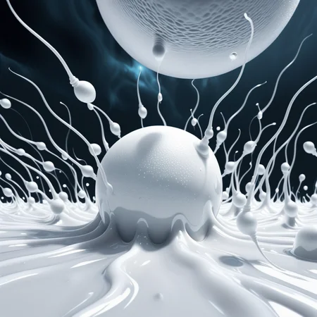 planet in white liquid in a surreal world surrounded by sperm spermazoid <lora:gametes :1>