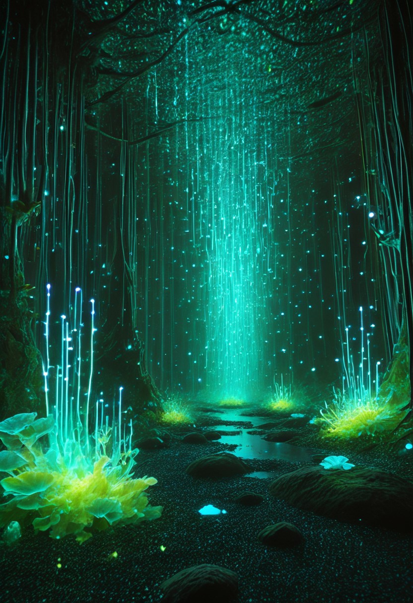 (Theme: Bioluminescent World). Craft and conquer a glowing masterpiece in a world alive with bioluminescence.