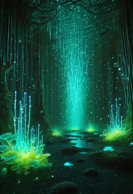 (Theme: Bioluminescent World). Craft and conquer a glowing masterpiece in a world alive with bioluminescence.