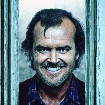 anime artwork of <lora:perfection style:0.5> <lora:detailed:0.5> perfection detailed
<lora:The Shining film style:0.9>
Jack Torrance In the 1980's in the Colorado Rocky Mountains a man with a beard and a shirt is looking through a broken door with a creepy smile,solo,open mouth,1boy,male focus,teeth,facial hair,portrait,meme,realistic,mustache,stubble,wrinkled skin , cinematic, film, kodak, The Shining film style, here's johnny style, anime style, key visual, vibrant, studio anime, highly detailed