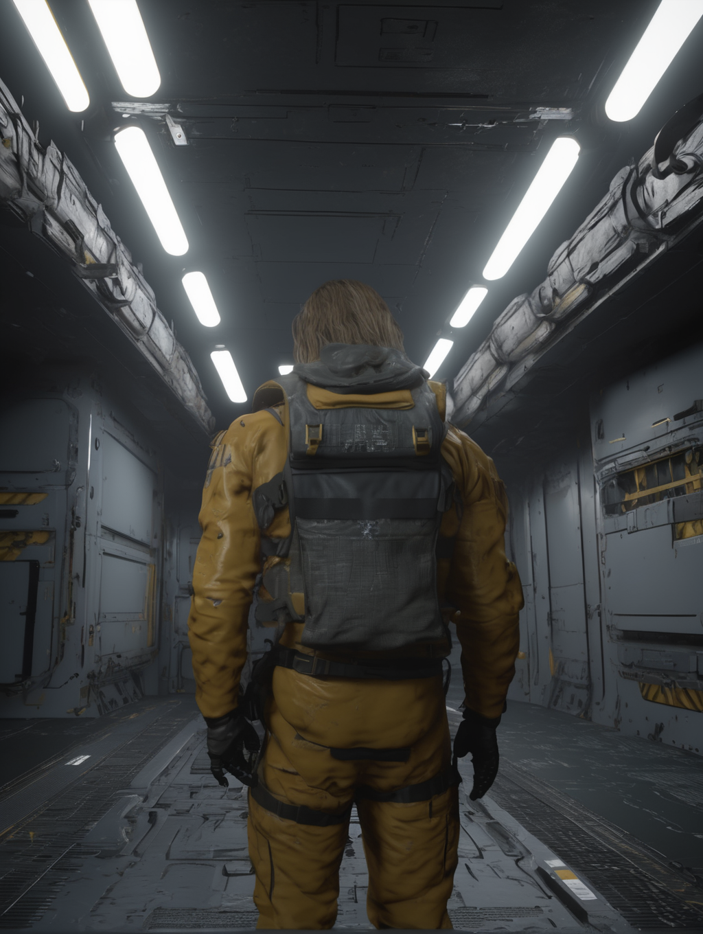 <lora:Death Stranding:1>Death Stranding - scenary death stranding cinematic 4k ultra hd grabing cargo right hand grab cargo box