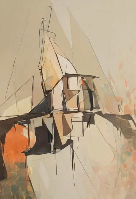(Silhouette of a house on the cliff beside coast, flat painting background:1.5),
(abstract painting, impressionism, watercolor, oil painting brushstrokes, oil painting texture:1.3),
(brutalist architecture, BRIGHT green AND DARK BROWN color palette, curve LINE, circle, ellipse, core), AK, abstract, deconstruction, geometry, geometric composition,paint painting,harmonious colors, black frame,rectangle, tilt, flat painting, framex, horizontal, Constructivism, Fauvism,