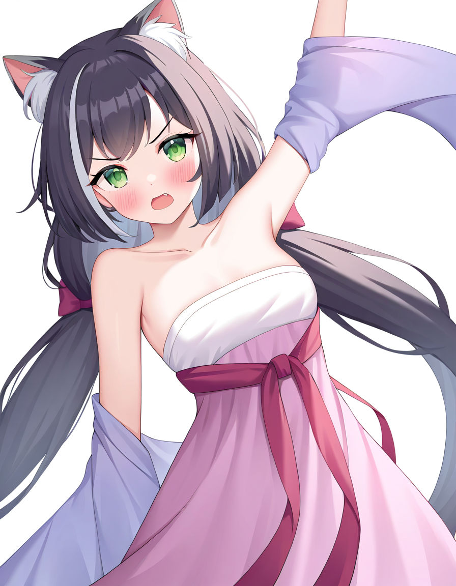 1girl,simple background,white background,hanfu,cowboy shot,karyl \(princess connect!\),, <lora:hanfu-000018:1>, bare shoulders, masterpiece, best quality, very aesthetic, absurdres,newest, incredibly absurdres,