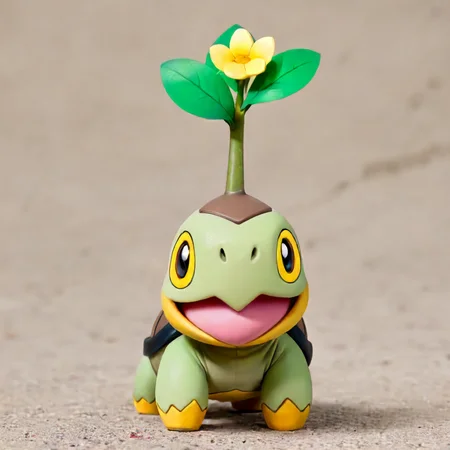 Turtwig holding a flower in his mouth <lora:Turtwig SDXL:.7>
