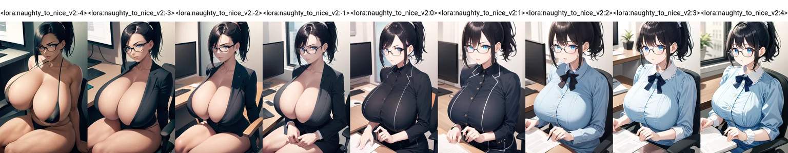 8k, highres, masterpiece, ultra-detailed, (high detail:1.1), 1girl, huge breasts, black hair, short hair, ponytail, glasses, blue eyes, serious, (suit:1.2), professional clothes, office chair, sitting, cowboy shot, <lora:naughty_to_nice_v2:-4>