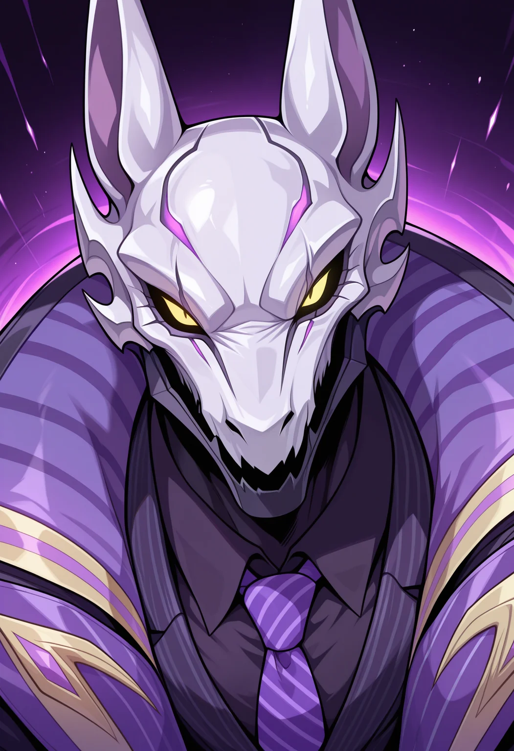 masterpiece, best quality, amazing quality, solo, 1boy, NasusLoL, DRNasus, Yellow Eyes, Suit, Necktie, close-up