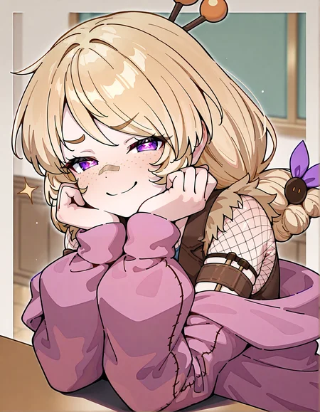 masterpiece, perfect quality, best quality, absolutely eye-catching, absurdres, highres, newest, <lora:immybisouillustriousXL:1>, 1girl, immybisou, freckles, jacket, smug,