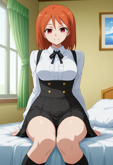 score_9,score_8_up,score_7_up,source_anime,5_figner,2d_animation,game cg,BREKE,1girl,solo,
score_9,score_8_up,score_7_up,source_anime,5_figner,2d_animation,game cg,BREKE,1girl,solo,
gimmick girl,
white shirt,long sleeves,black ribbon,collared shirt,ribbon,suspender skirt,black kneehighs socks,front view,smile,
bad,pillow,room,window,curtain,
masterpiece,best qualit,ultra-detailed,illustration,an extremely delicate and beautiful,beautiful detailed eyes,unity 8k wallpaper,high resolution,anime CG,official_art,Erotic_style, uncensored, anime_coloring, anime_screencap,